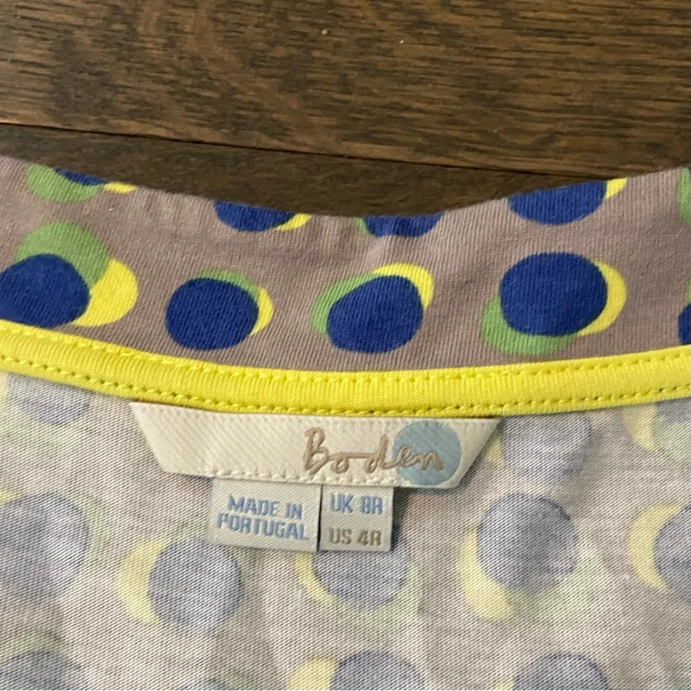 Boden Sleeveless Polka Dot Dress in Blue, Lime & Yellow - Picture 4 of 6